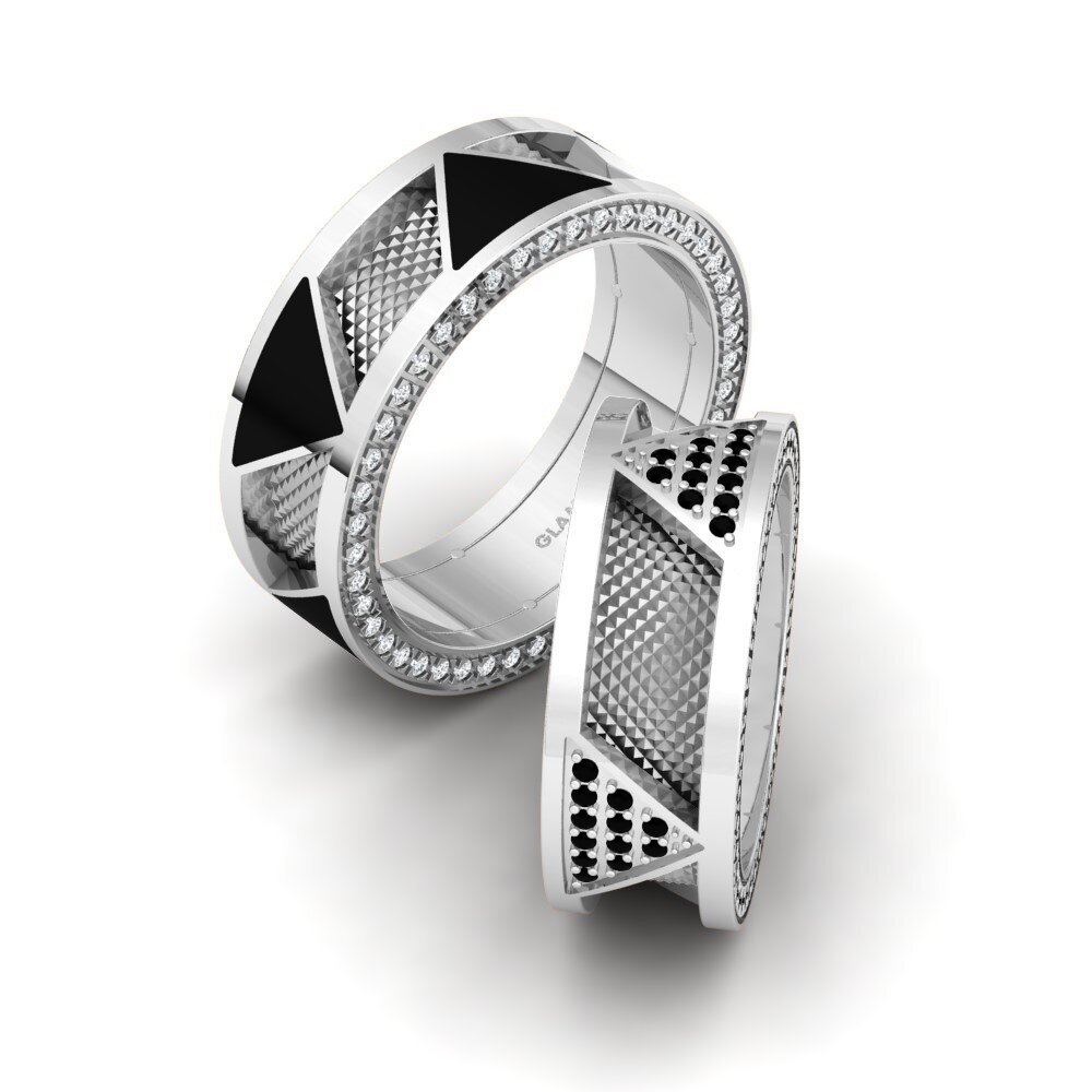 950 Palladium Black Diamond Wedding Ring Glamorous Passion 8 mm
