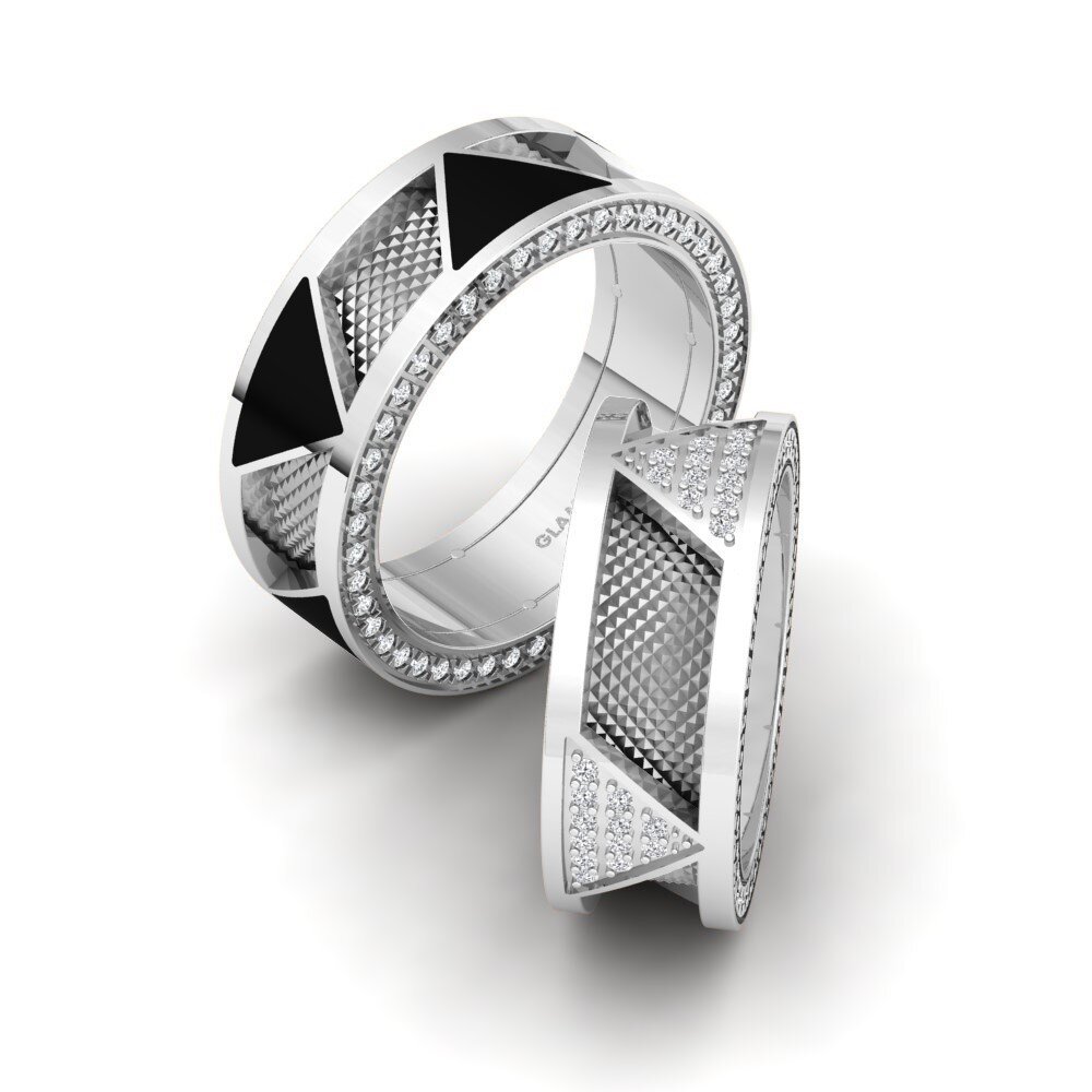 White Silver Diamond Wedding Ring Glamorous Passion 8 mm