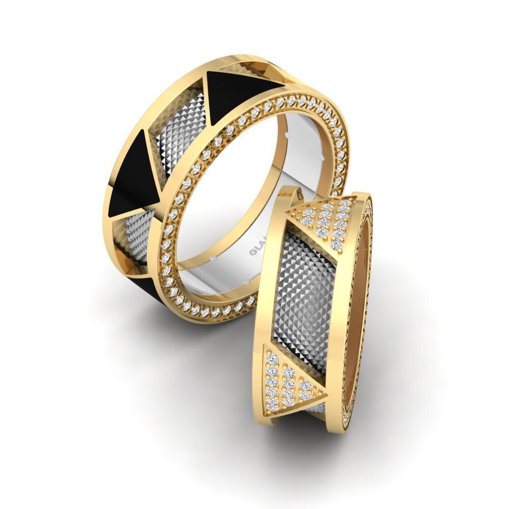 14k Yellow & White Gold Diamond Wedding Ring Glamorous Passion 8 mm