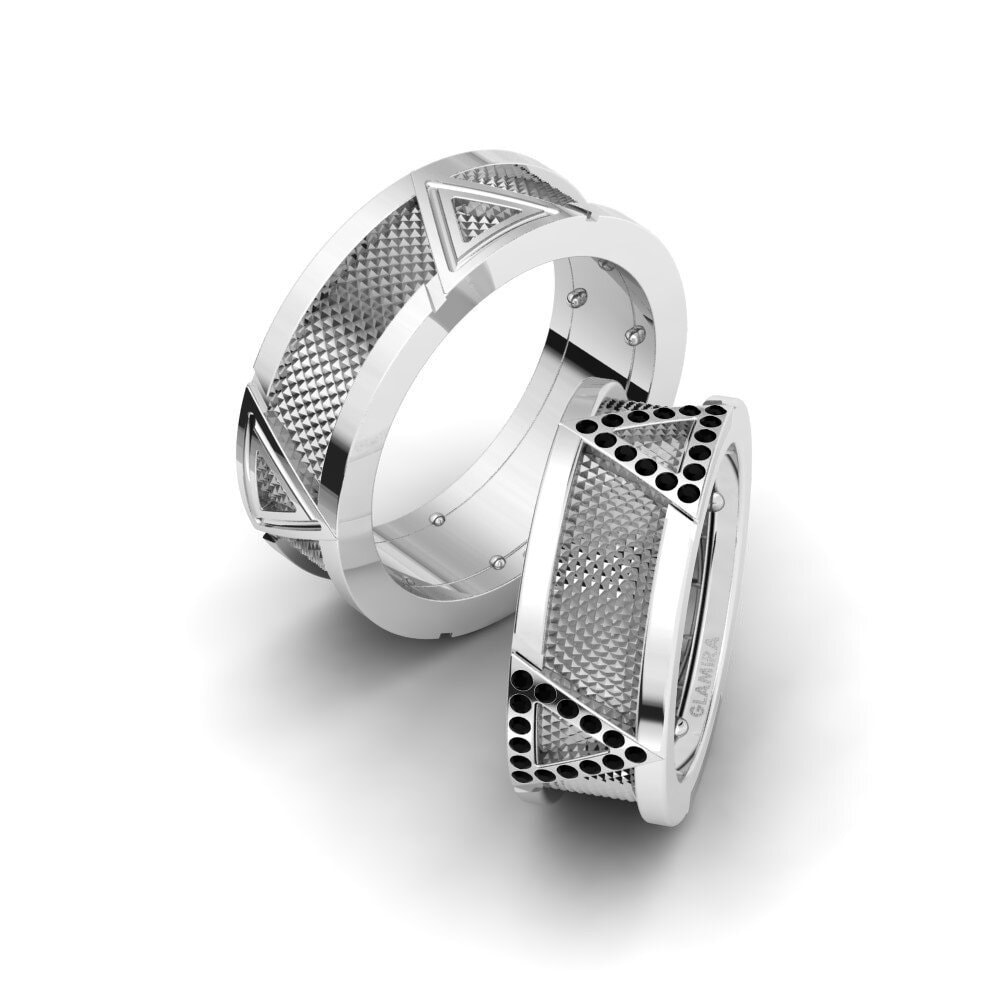 950 Palladium Black Diamond Wedding Ring Glamorous Structure 8 mm