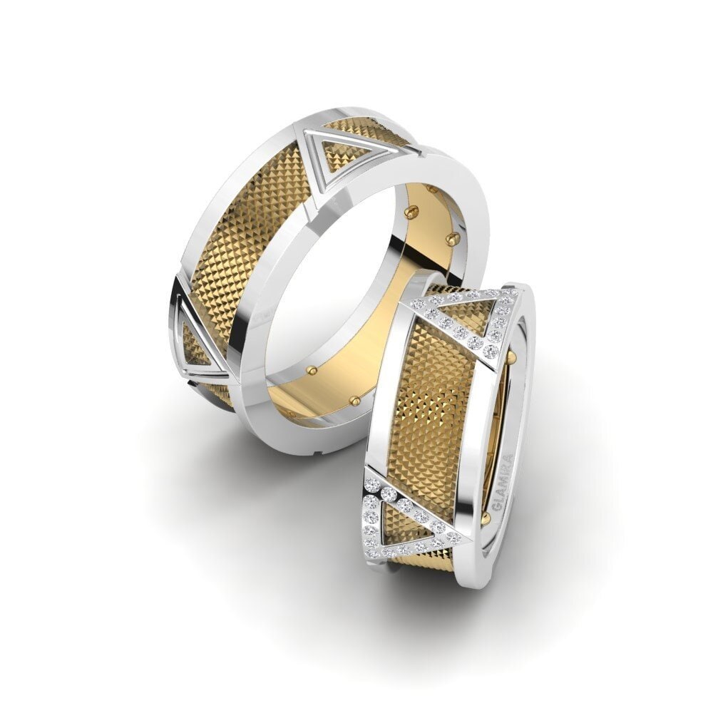 14k Yellow & White Gold Diamond Wedding Ring Glamorous Structure 8 mm