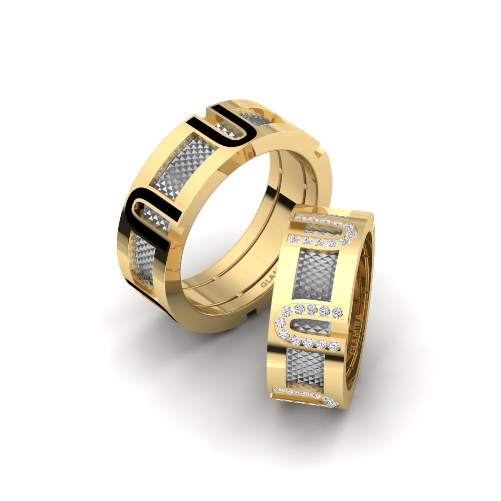 14k Yellow & White Gold Diamond Wedding Ring Spectacular Dawn 8 mm