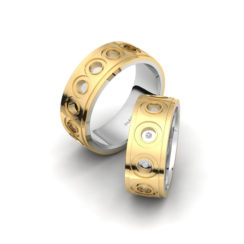 14k Yellow & White Gold Diamond Wedding Ring Spectacular Moment 8 mm