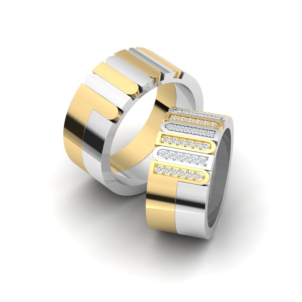 Spectacular Sign Spectacular Sign 10 mm の 0.288 カラット ジルコニア イエロー / ホワイトゴールド 14k を無料配送 ...