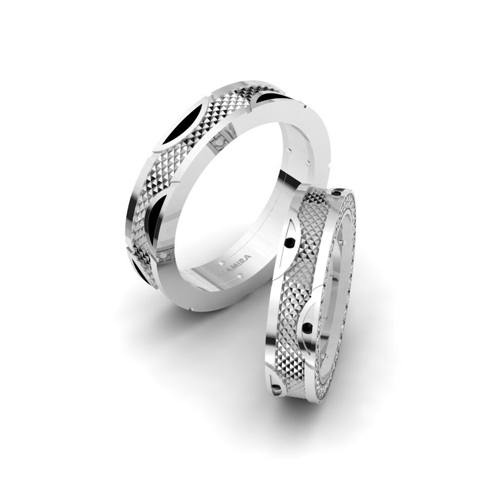 950 Palladium Black Diamond Wedding Ring Spectacular Vision 5 mm