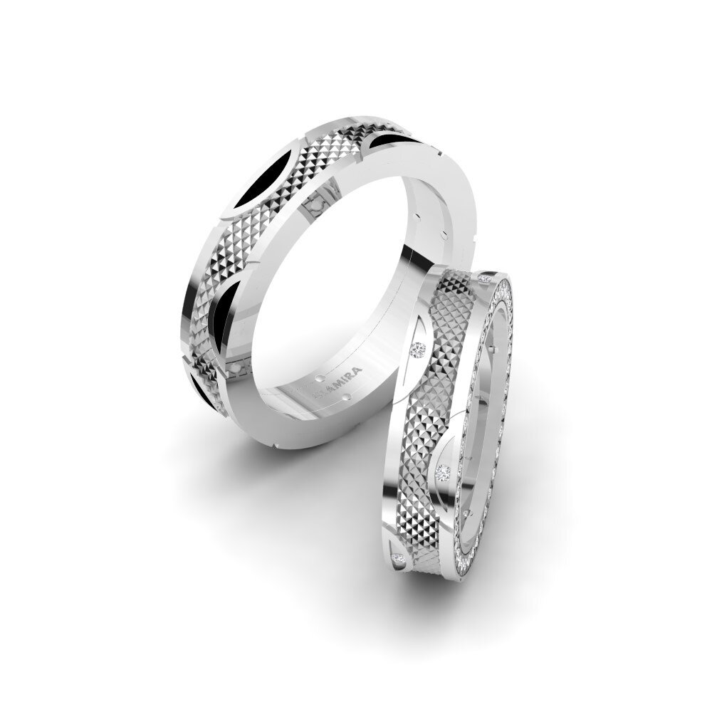 White Silver Diamond Wedding Ring Spectacular Vision 5 mm