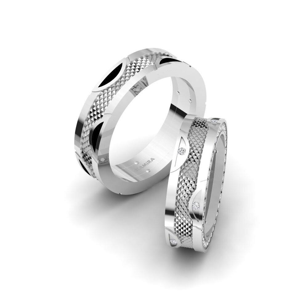 White Silver Diamond Wedding Ring Spectacular Vision 6 mm