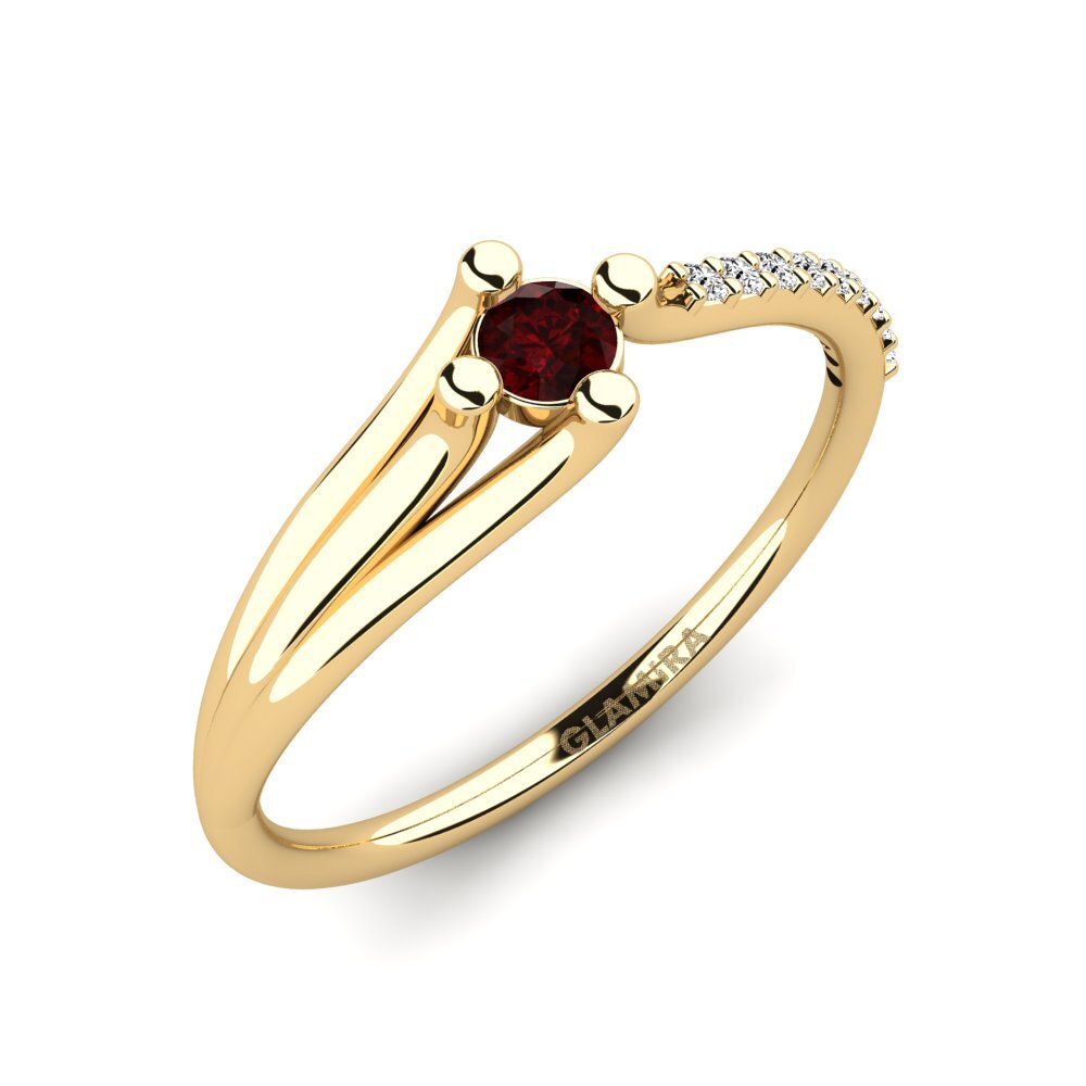 18k Oro Amarillo Granate Anillo de compromiso Mocc