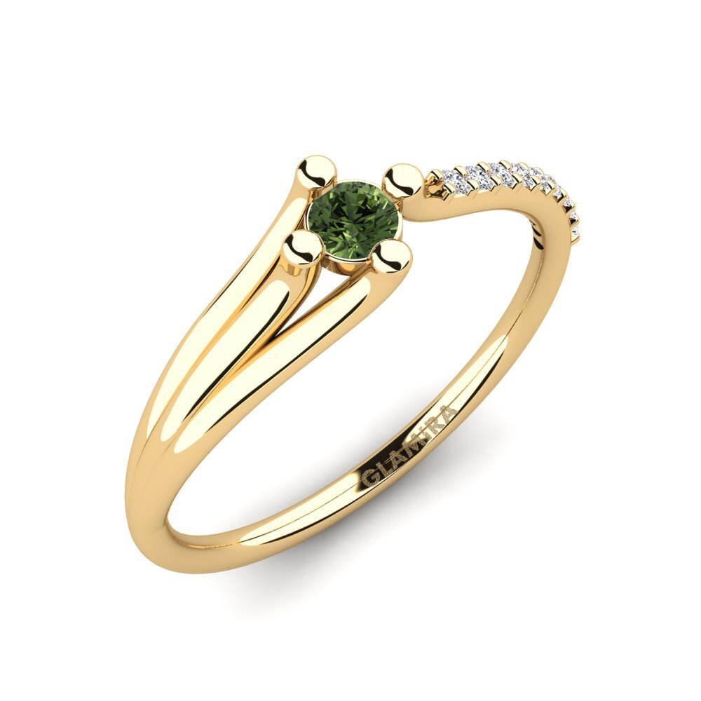 14ct Yellow Gold Green Sapphire Engagement Ring Mocc