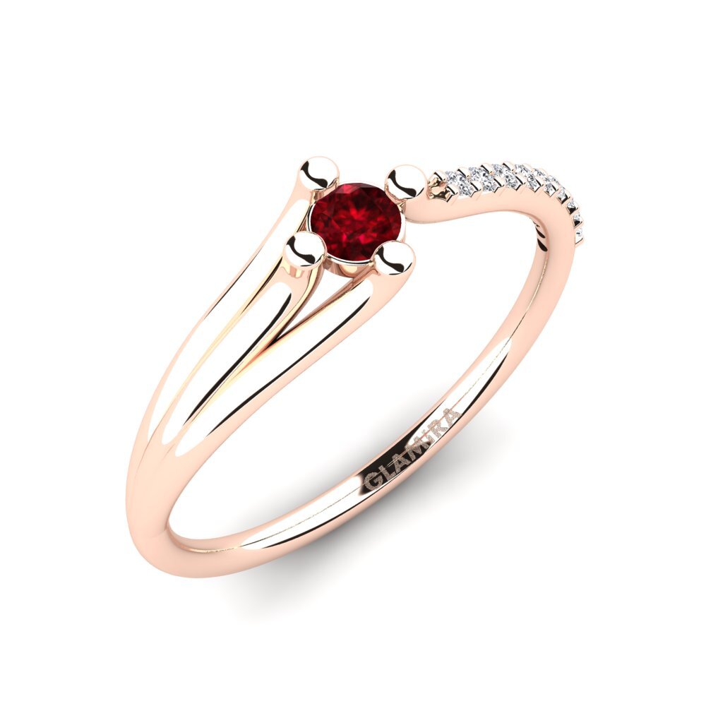 14ct Rose Gold Ruby Engagement Ring Mocc