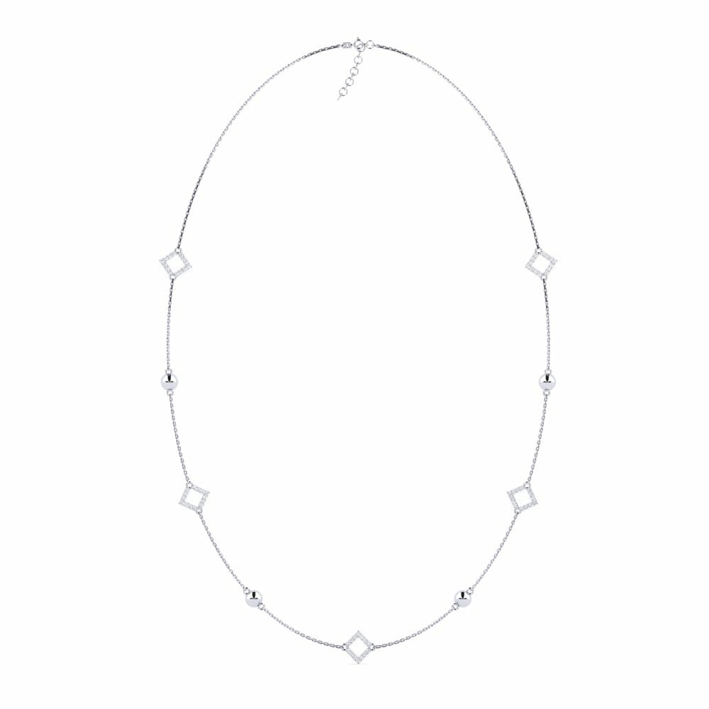 14k Oro Blanco Collar de Mujer Absta