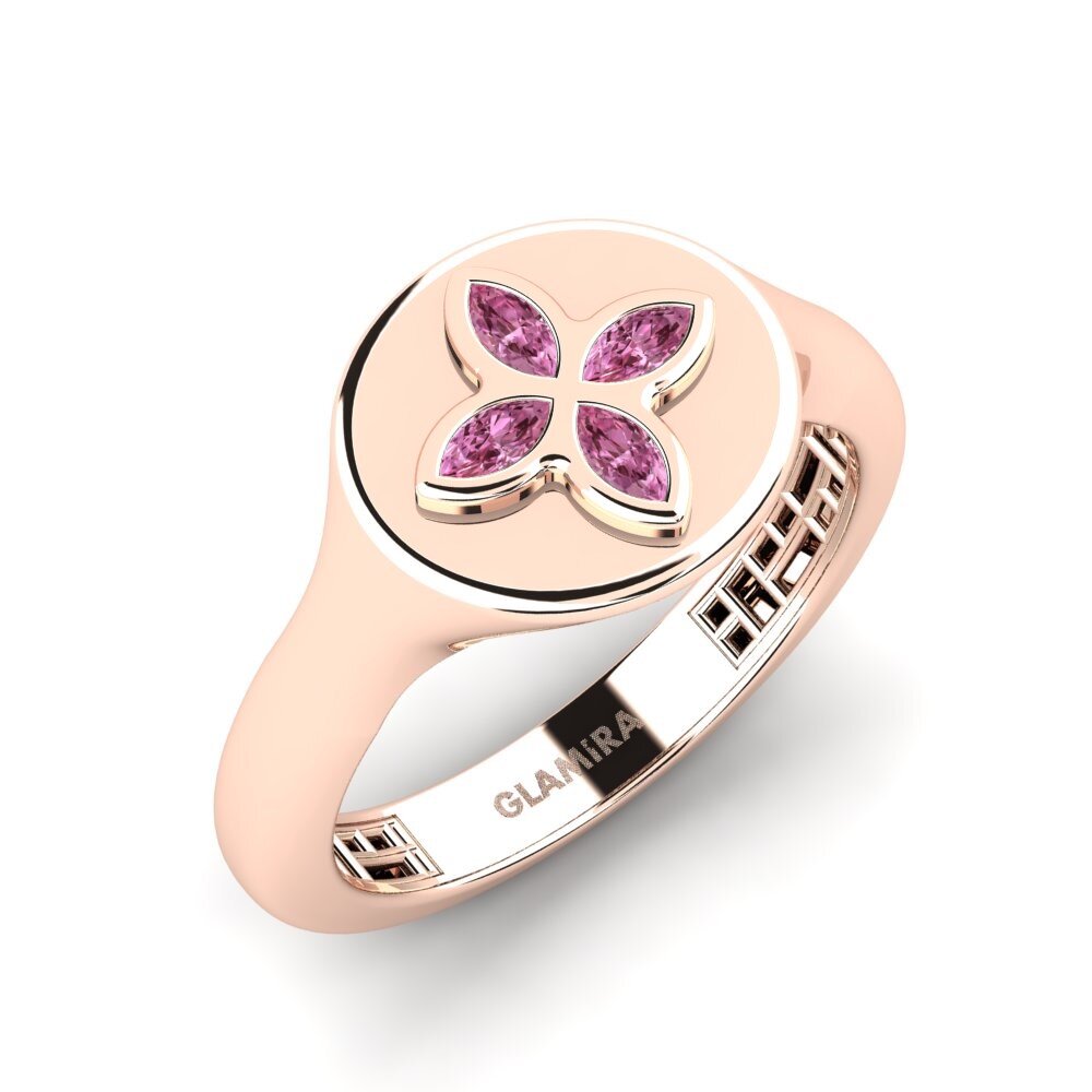 14k Oro Rosa Granate Rhodolite Anillo meñique Cypra