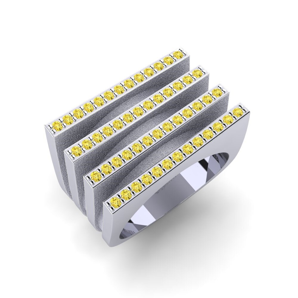950 Platinum Yellow Sapphire Pinky Ring Eunaldia