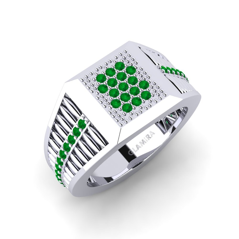 Bague Or 14 Carats 585 Avec émeraude Et Diamant - Taille 57 Ajustable - Neuf Avec étiquettes