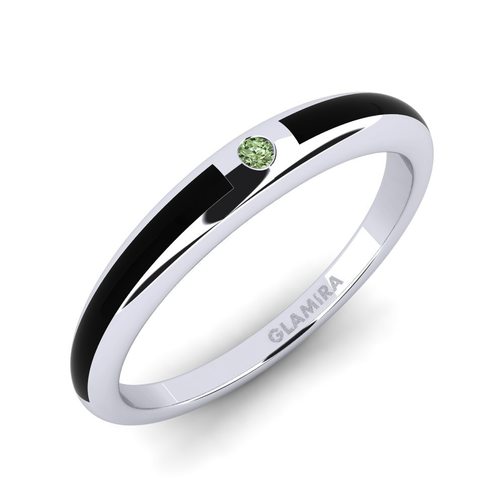 585 Bílé zlato Zelený diamant Prsten Apsop