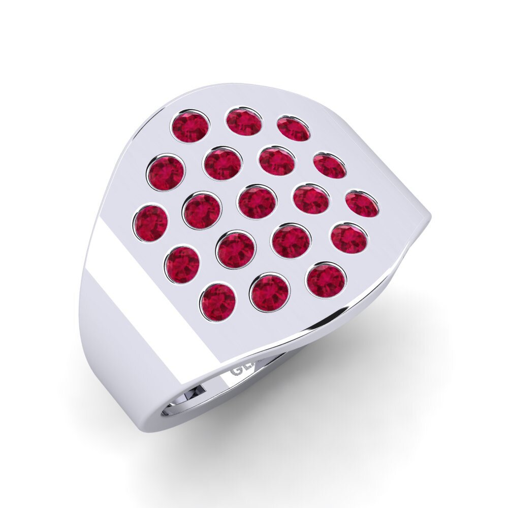White Silver Ruby Ring Atela