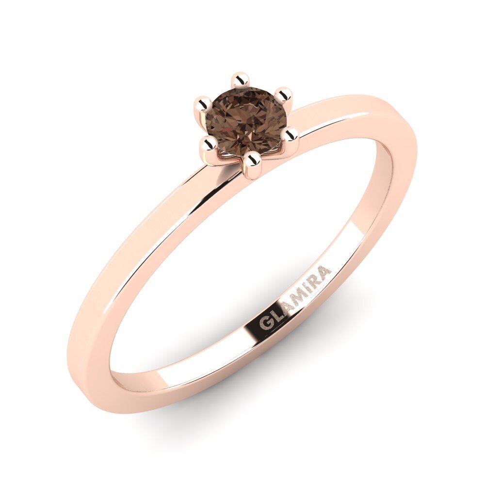 14k Rose Gold Smoky Quartz Stackable Ring Doldun - A