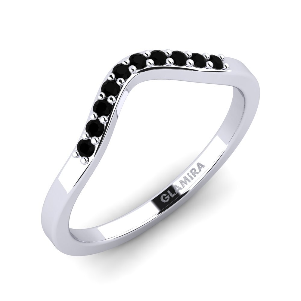 Argent Blanc Onyx Noir Anneau empilable Doldun - B