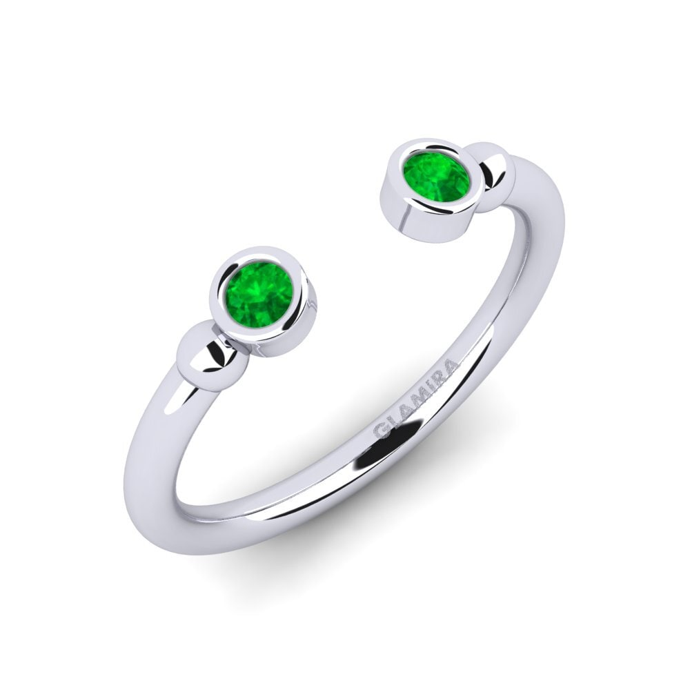 White Silver Emerald Ring Etteool
