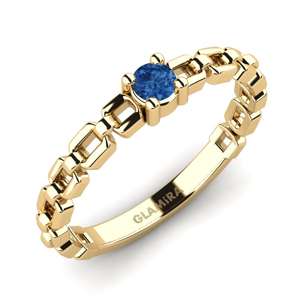 Dark Blue Zirconia Engagement Ring Vomen