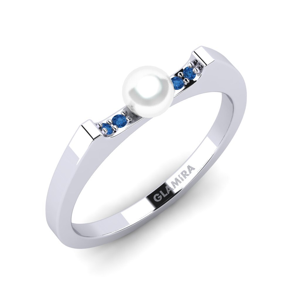 950 Palladium Dark Blue Zirconia Ring Frundl