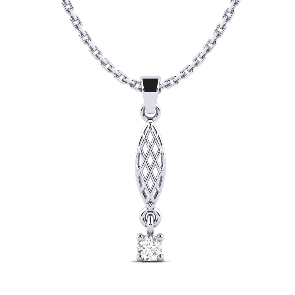 14k Oro Blanco Zafiro blanco Colgante de Mujer Urtism