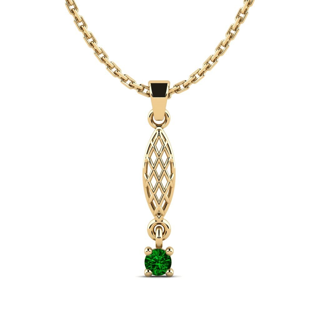 9k Oro Amarillo Circonita Verde Colgante de Mujer Urtism