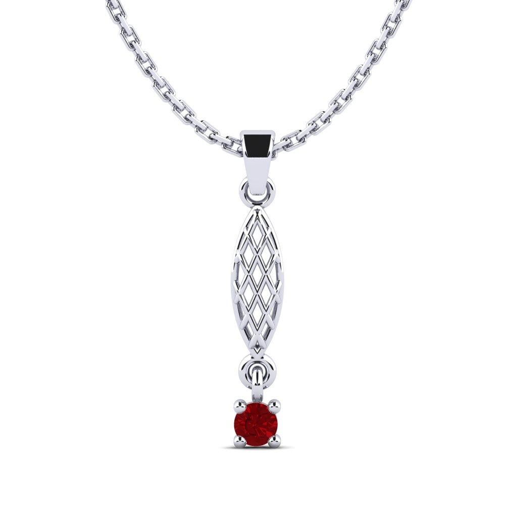 Platino 950 Circonita Roja Colgante de Mujer Urtism