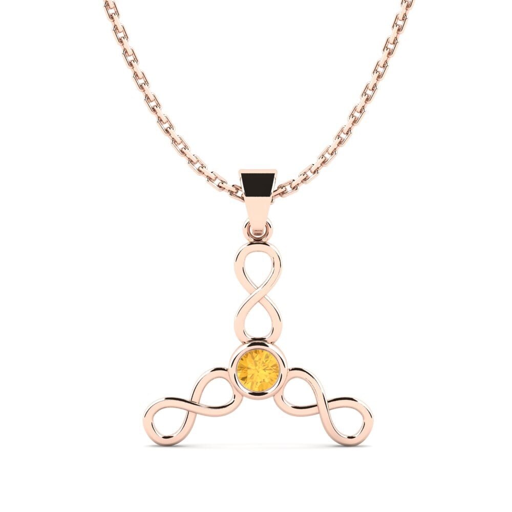 14k Oro Rosa Citrino Colgante de Mujer Vamban