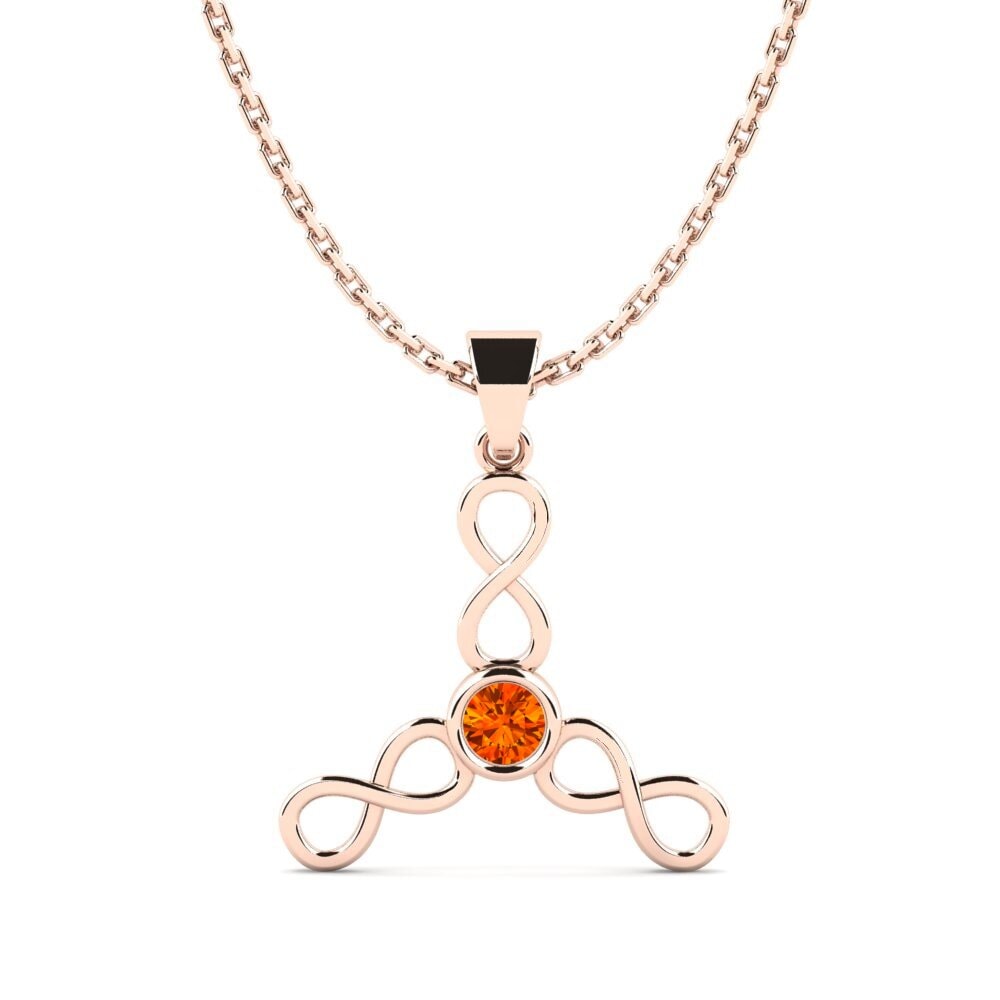 14k Oro Rosa Zafiro Naranja Colgante de Mujer Vamban