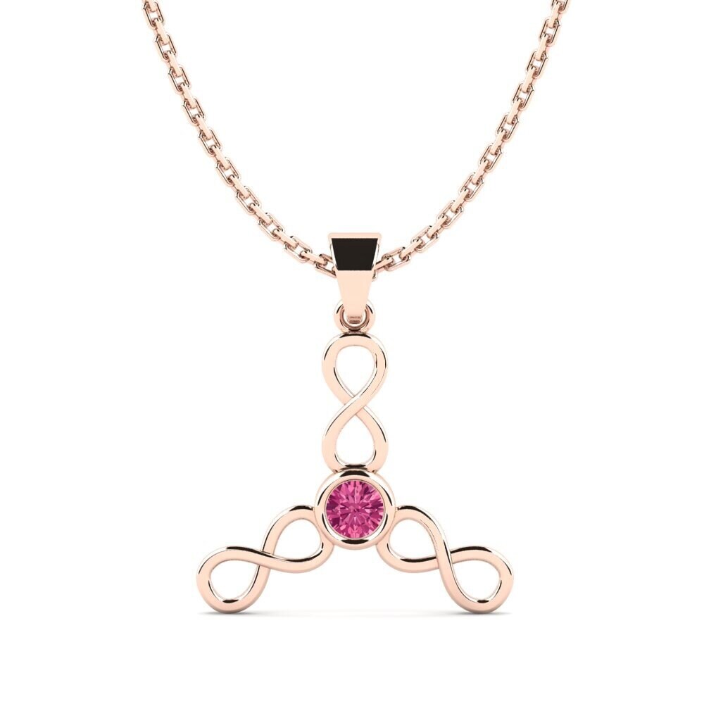 9k Oro Rosa Turmalina rosa Colgante de Mujer Vamban