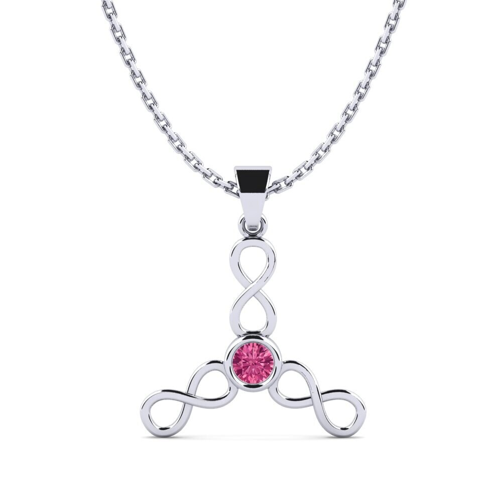 Platino 950 Turmalina rosa Colgante de Mujer Vamban
