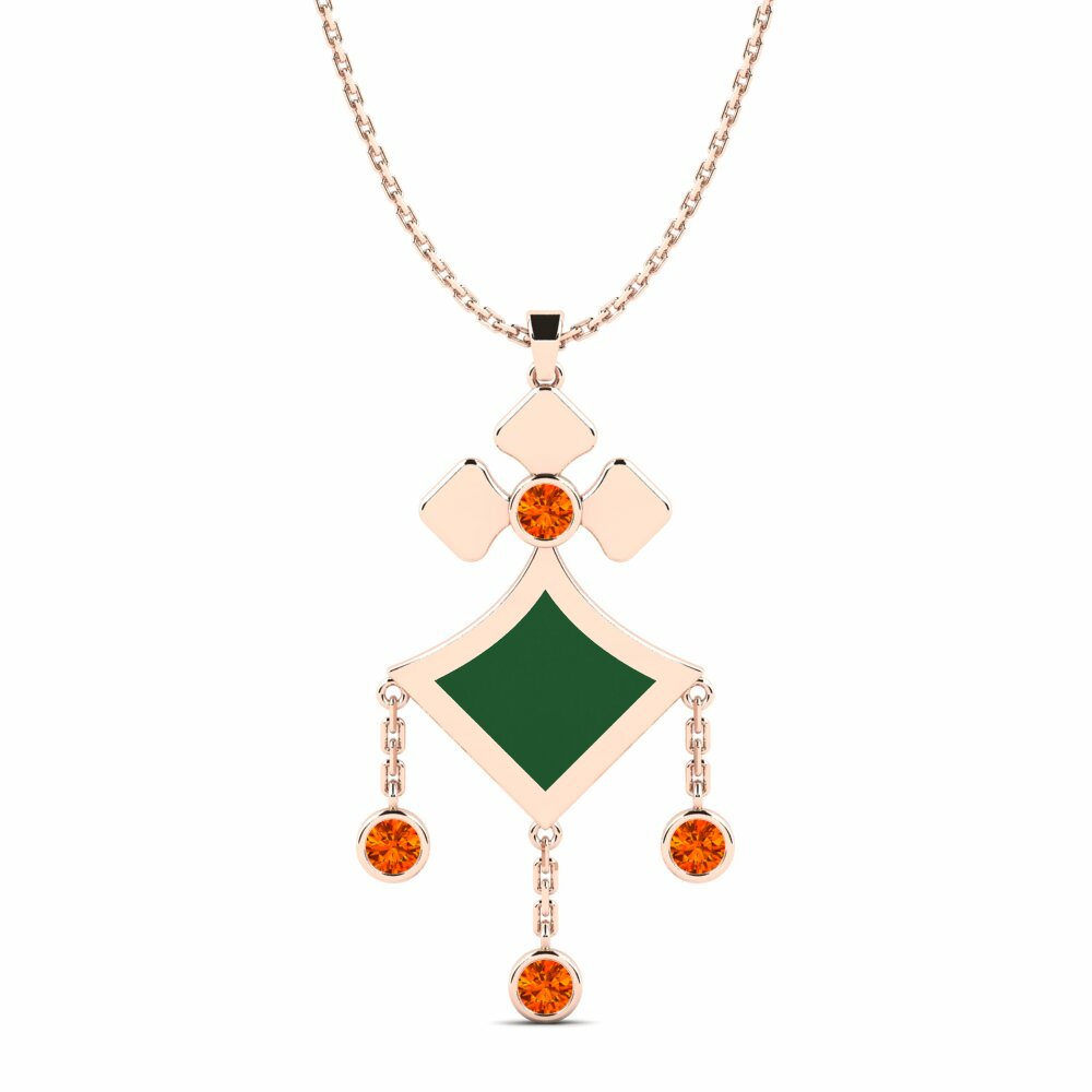 Vàng Hồng 18K Đá Sapphire Cam Mặt dây chuyền nữ Verte