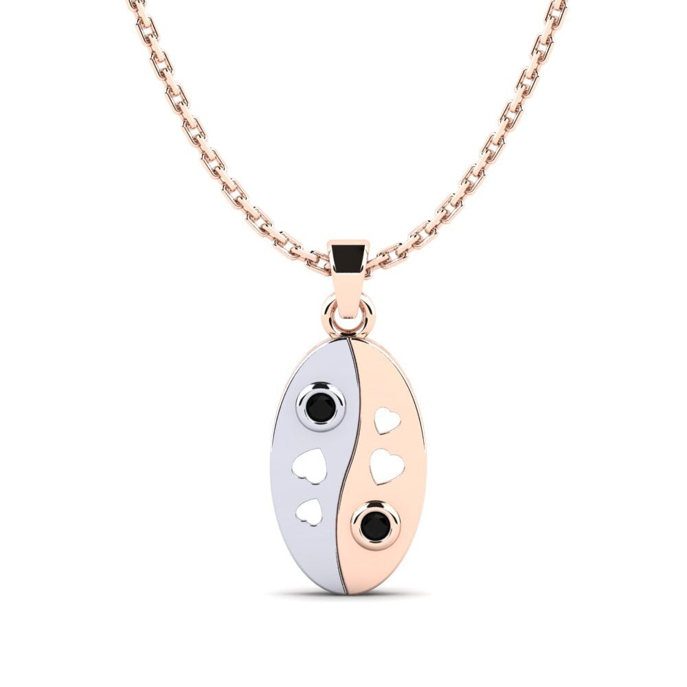 14k Oro Rosa & Blanco Zafiro negro Colgante de Mujer Watrowils
