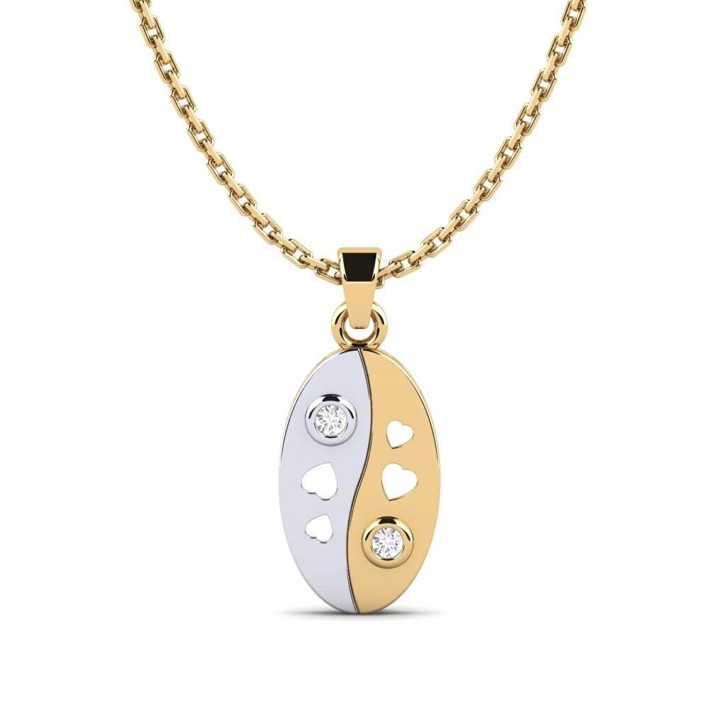9k Oro Amarillo & Blanco Zafiro blanco Colgante de Mujer Watrowils