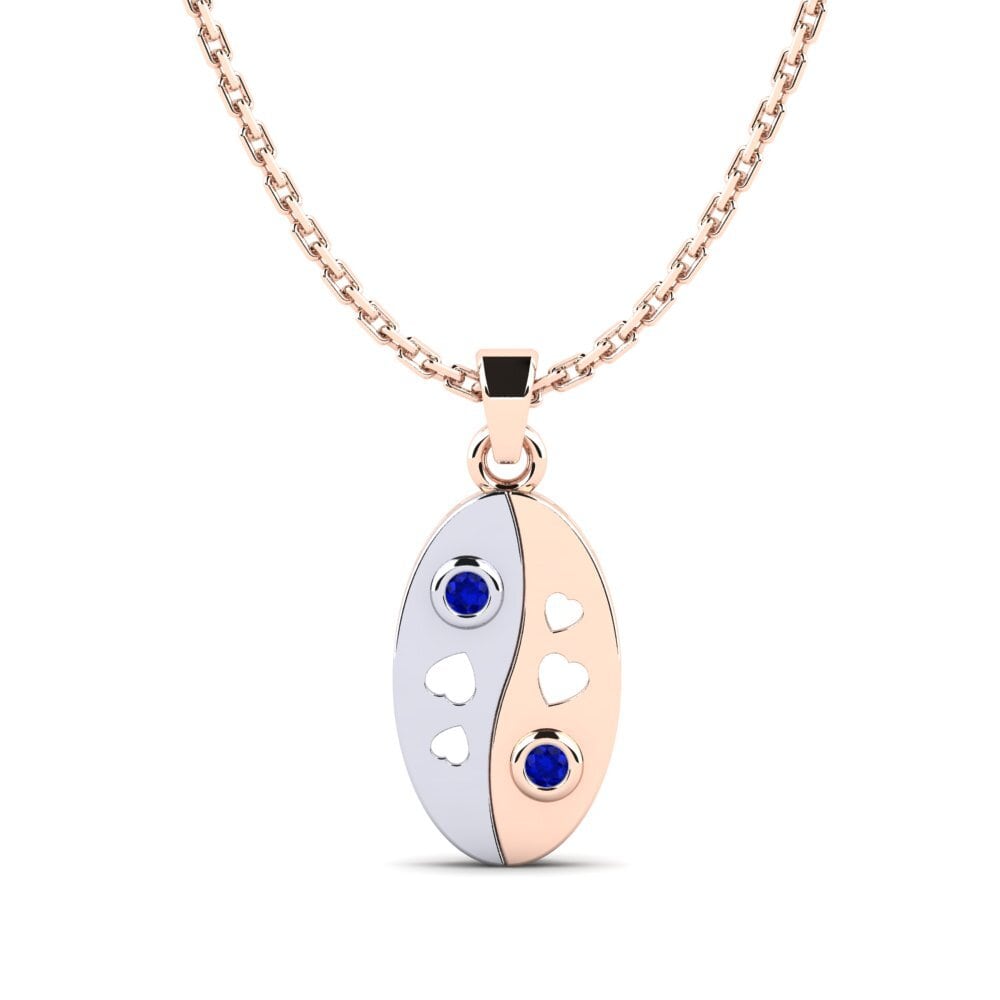 9k Oro Rosa & Blanco Zafiro Colgante de Mujer Watrowils