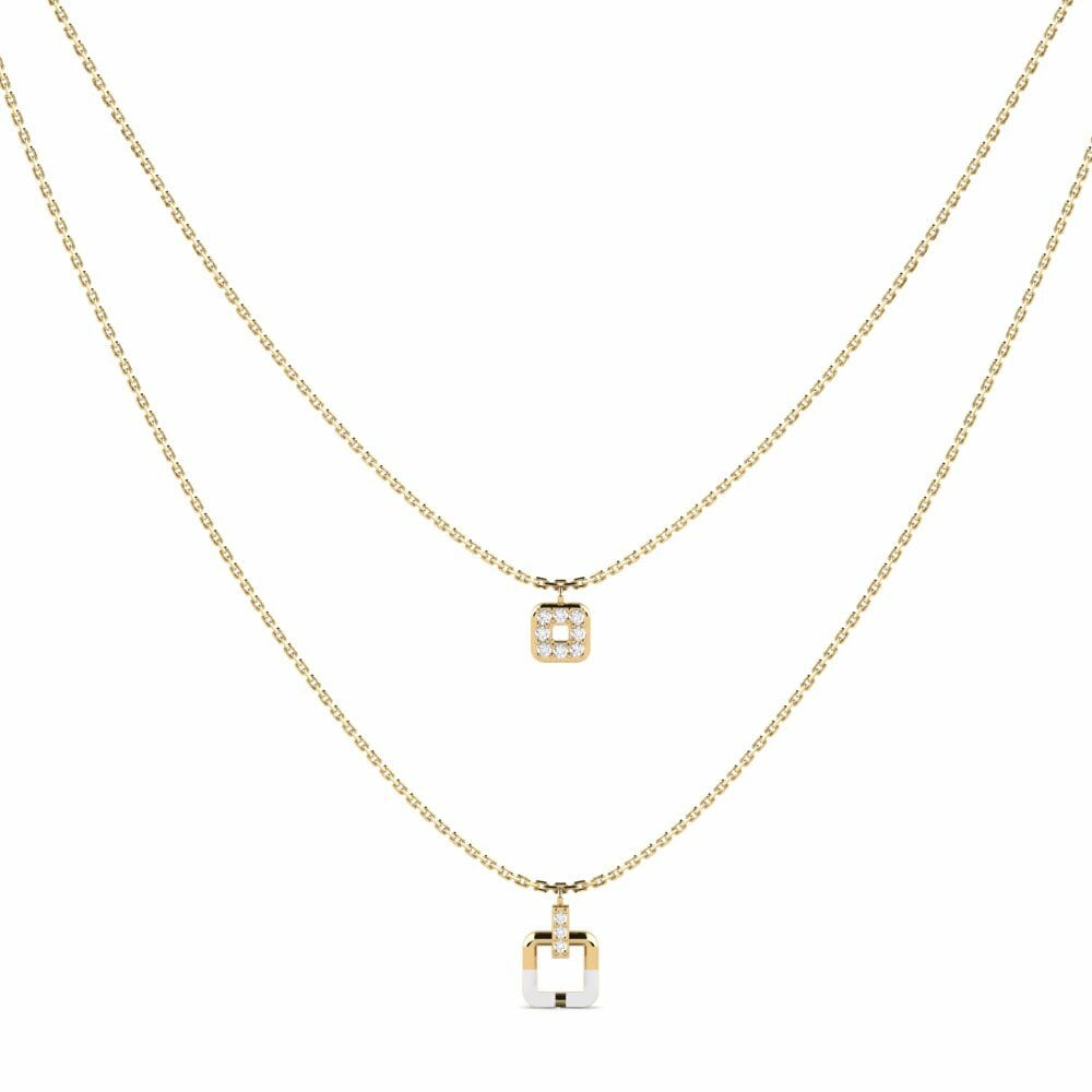 Dây chuyền Vàng 9K Đá Sapphire Trắng Layering