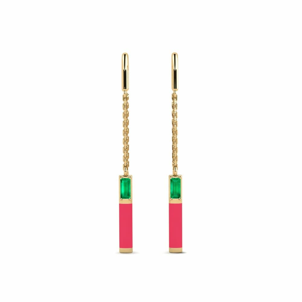 Ear Thread Earrings GLAMIRA Arnaouti 585 Yellow Gold Emerald