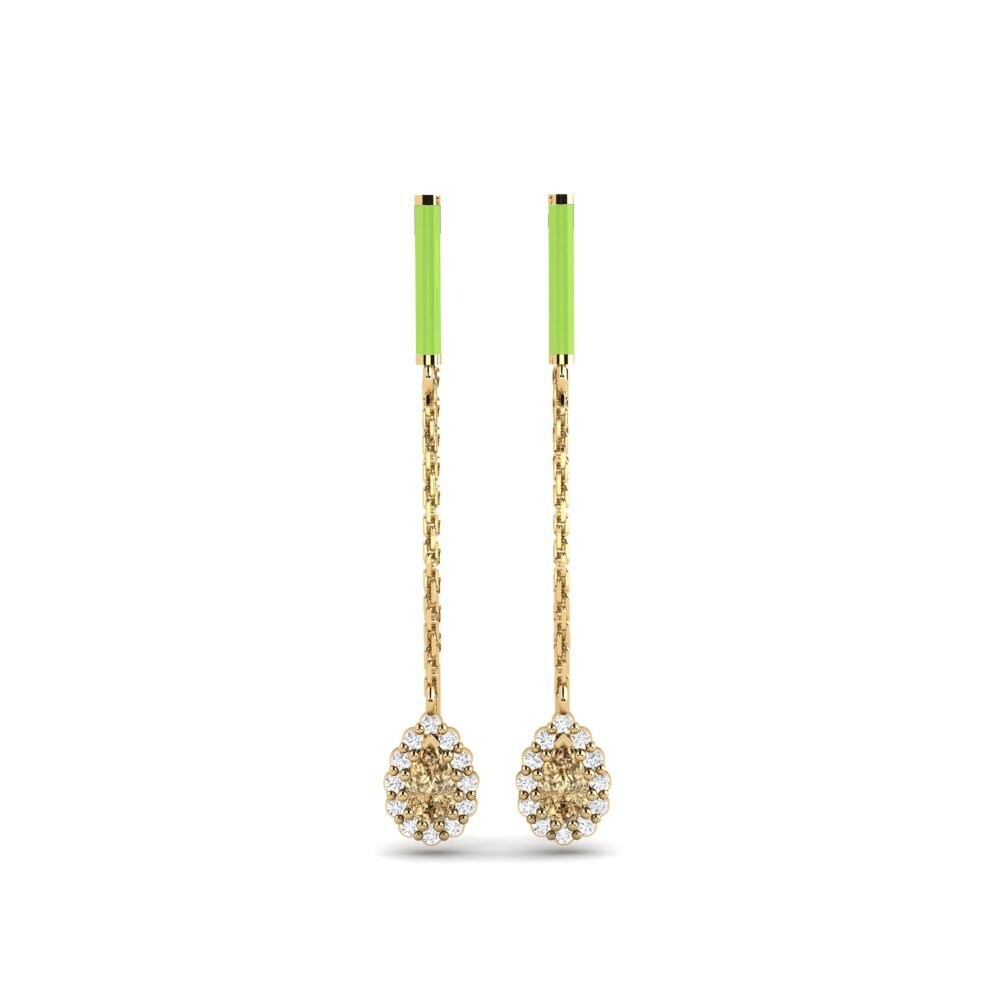 Pendientes Diamante Marrón Pendientes de cadena