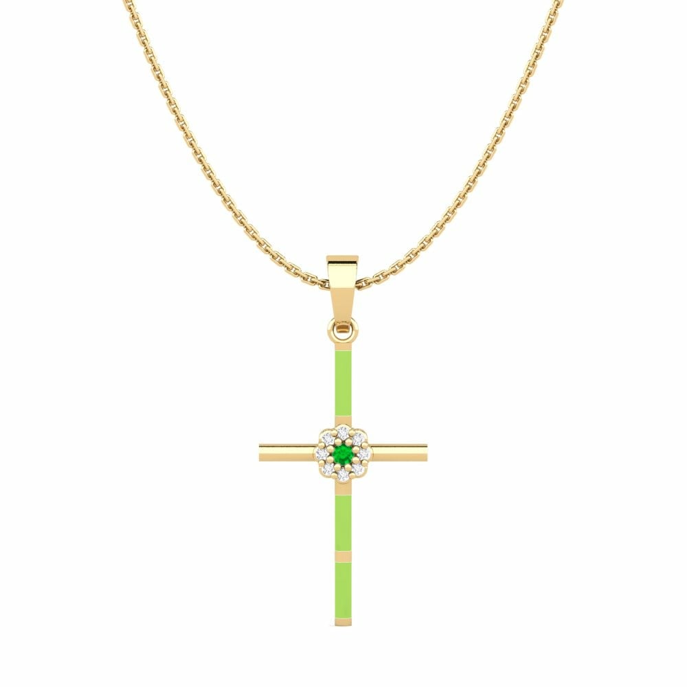 Cross Joy Necklaces Duluth 585 Yellow Gold Emerald
