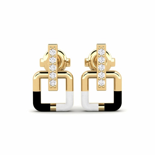 Earring Inaccurate 585 Yellow Gold & White Sapphire