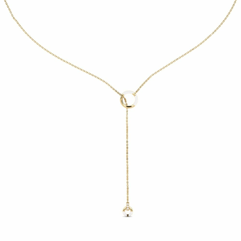 Lariat Joy Necklaces Achievable 585 Yellow Gold White Sapphire