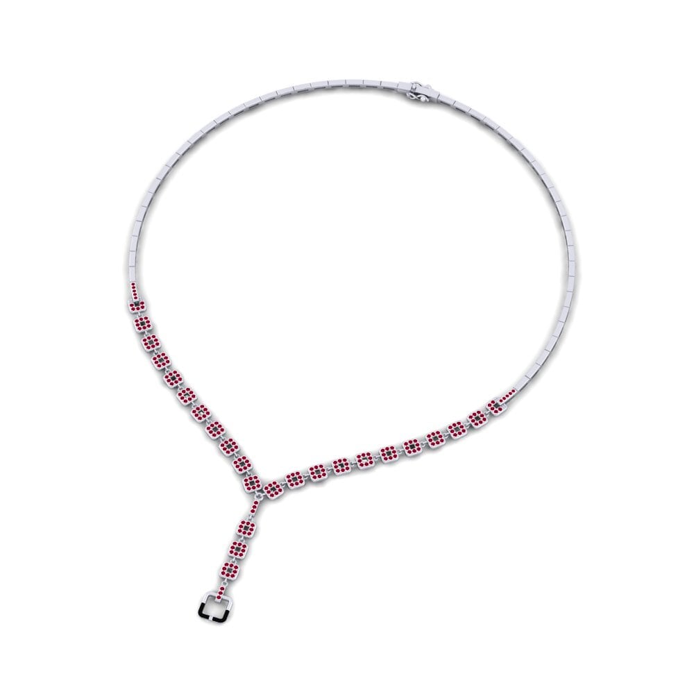18ct White Gold Ruby Collier Computing