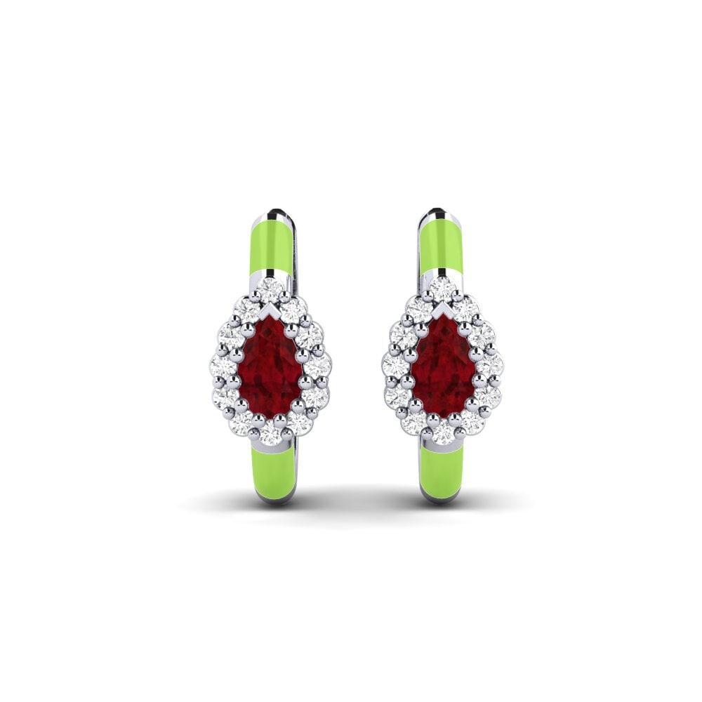 White Silver Ruby Women's Earring Gympie