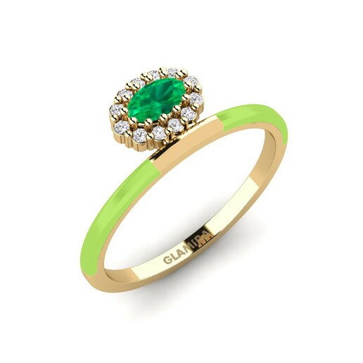 Ring Hebron 585 Yellow Gold & Emerald & White Sapphire