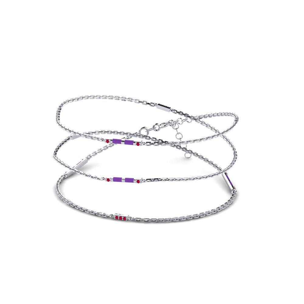 18ct White Gold Ruby Women's Necklace Makroulo