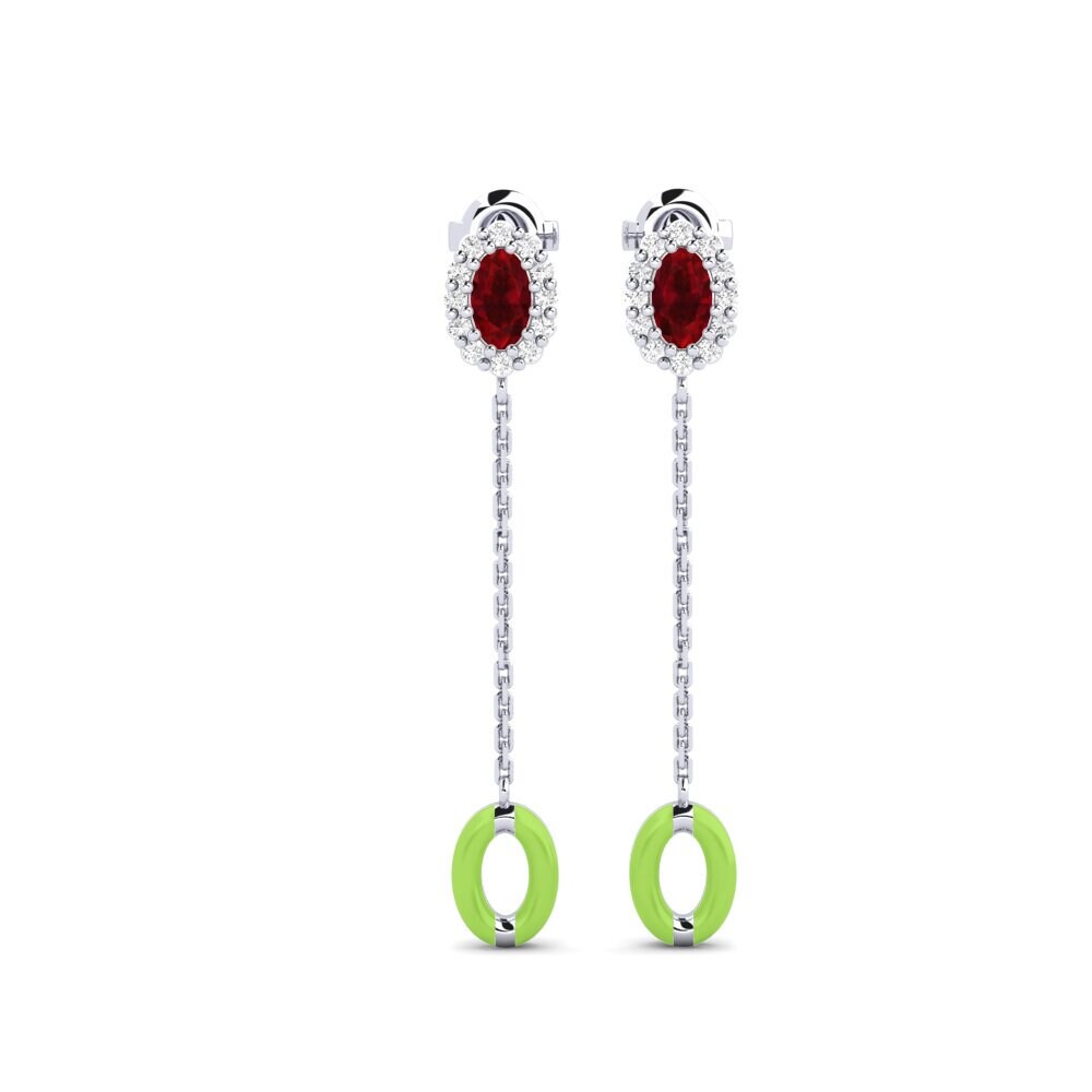 White Silver Ruby Women's Earring Moffat