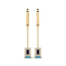 Earring Monument 585 Yellow Gold & Sapphire & White Sapphire