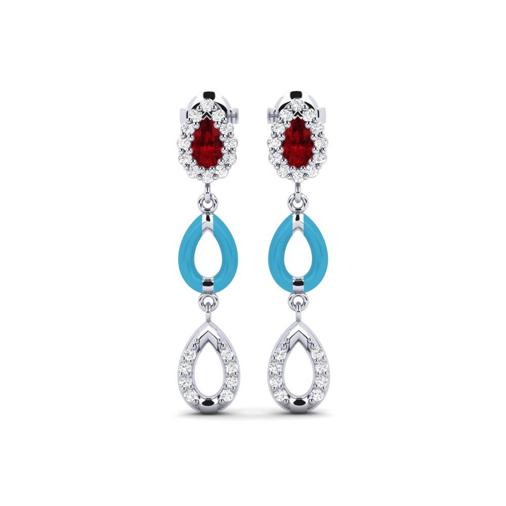 White Silver Ruby Women's Earring Ramah