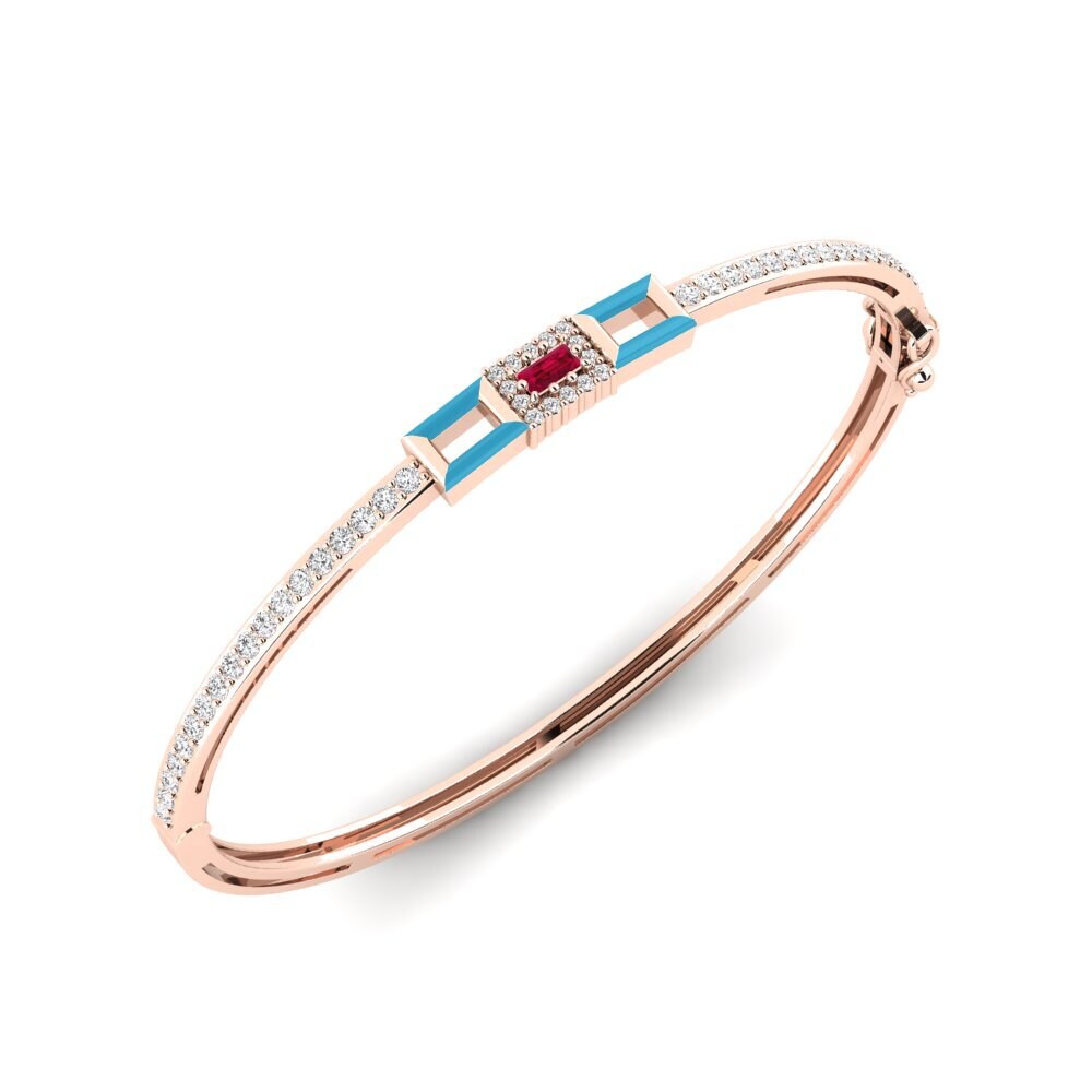 14ct Rose Gold Ruby Women's Bangle Vail